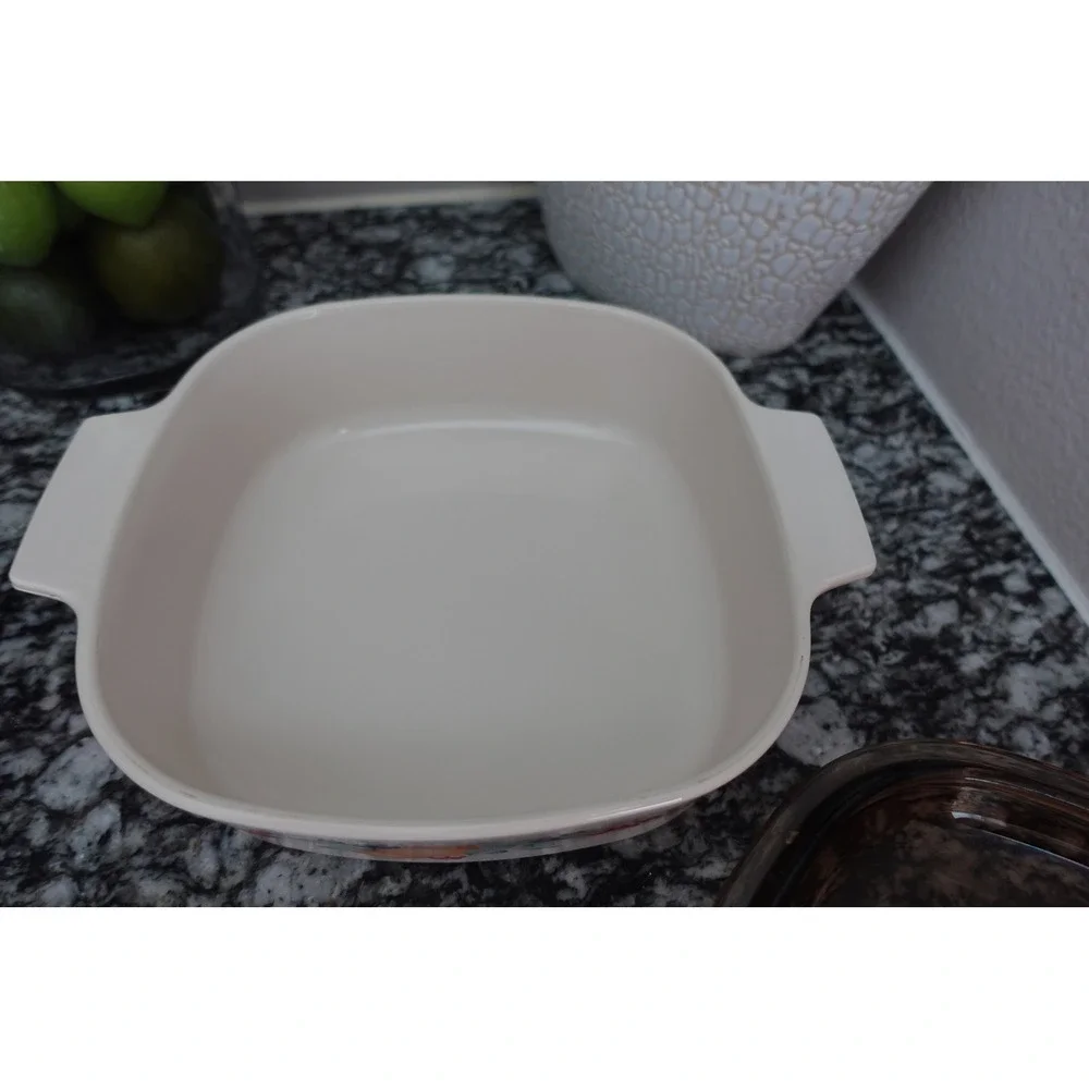 Vintage Corning Ware Casserole Dish 2 Liter Peach Orchard‎ A-2-B with Lid